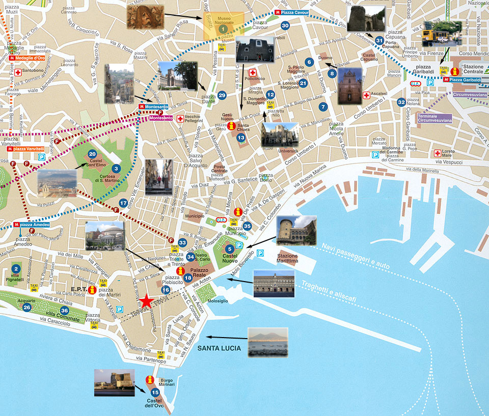 Map of Naples: tourist attractions