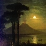 Ivan Aivazovsky, the bay of naples at night vesuvius, 1840