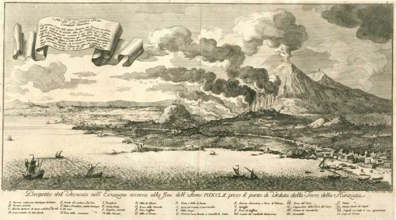 Dessin du Vésuve en 1761